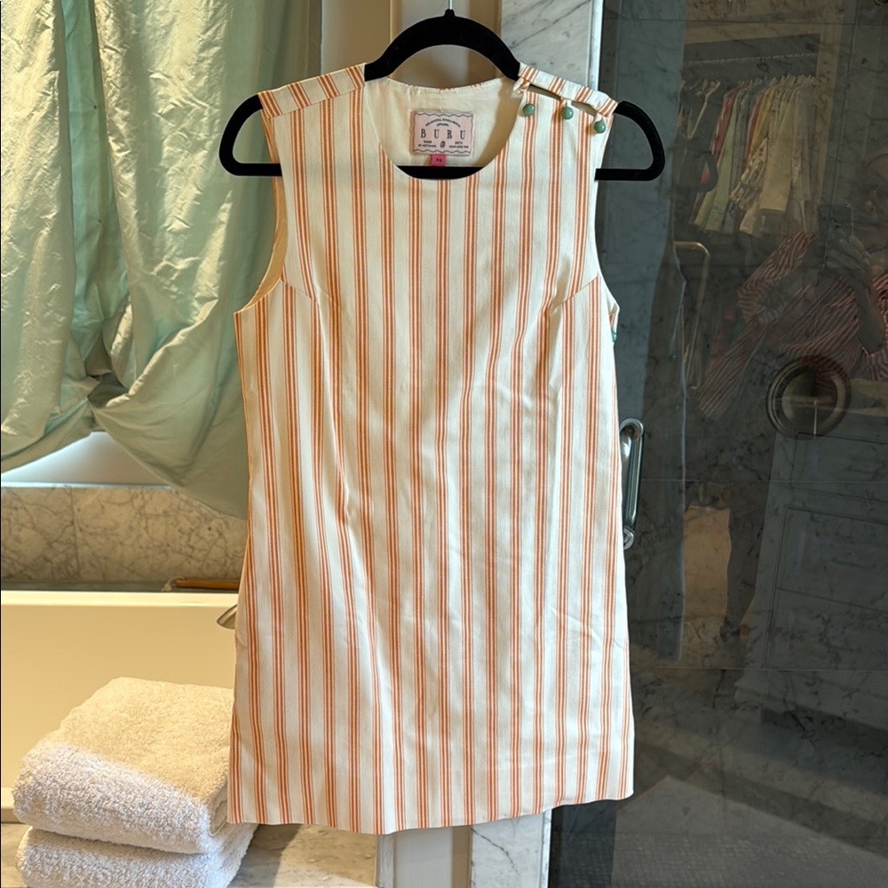 Orange and White Sleeveless Jackie mini Dress